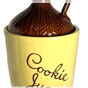 Vintage 1950's Monmouth Western Stoneware Jug Fern Leaf Lid Primitive Cookie Jar